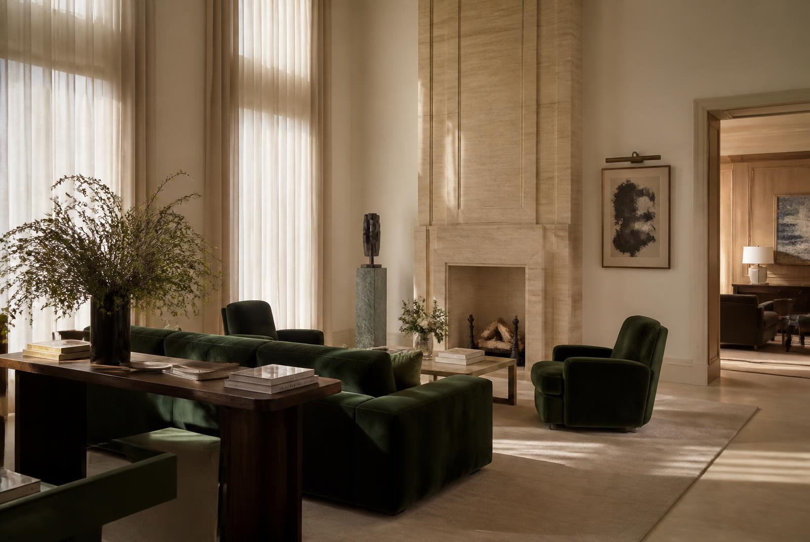 Residents lounge with soft seating and river outlook